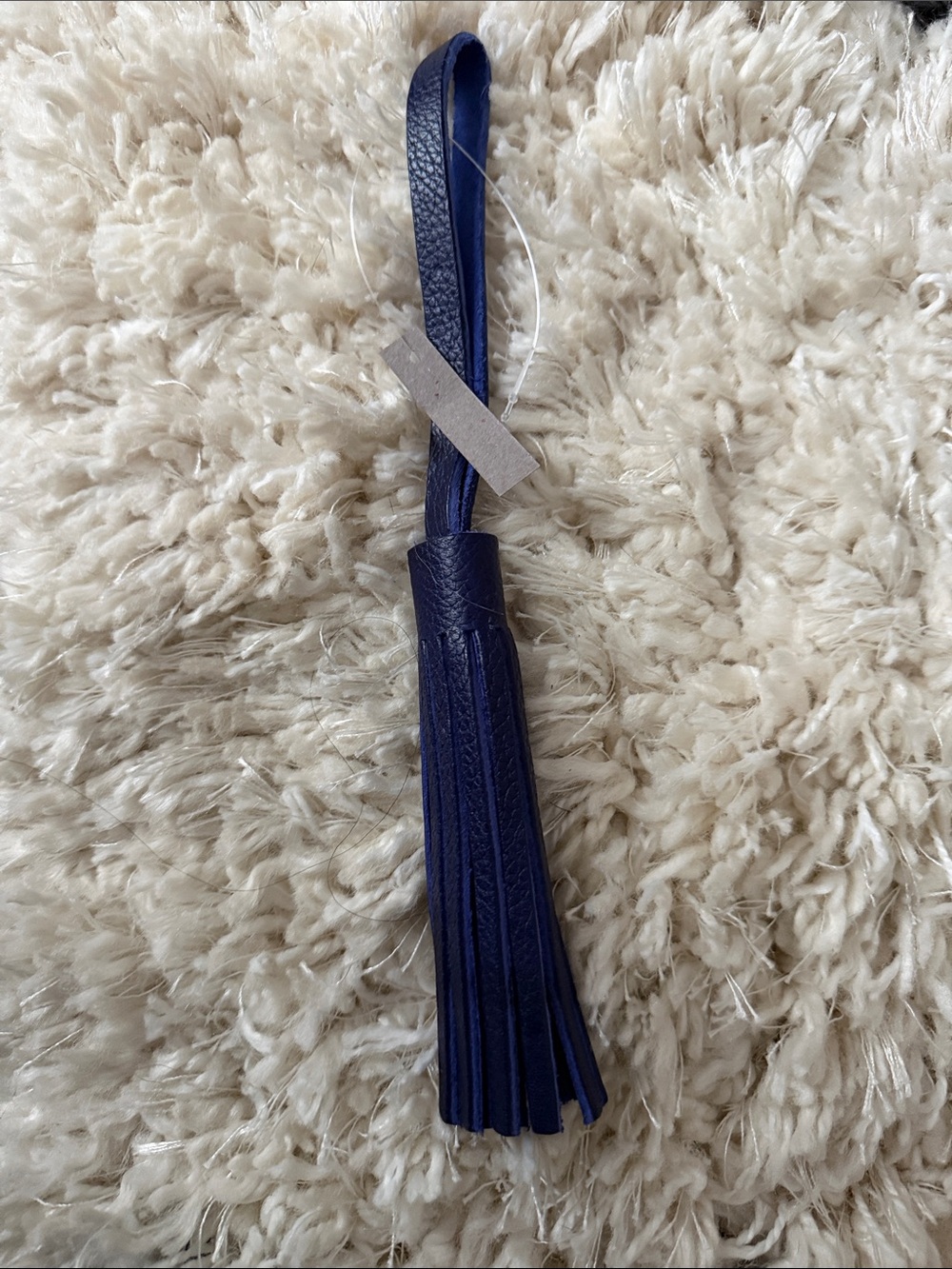 Leather Tassel Bag Charm in Deep Blue - Picture 4 of 4